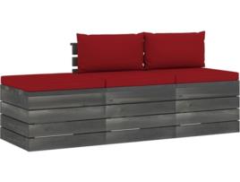 Conjunto de Jardim  Lounge 3061764 (Vermelho - Madeira - 60x65x71.5 cm - 3 Peças)