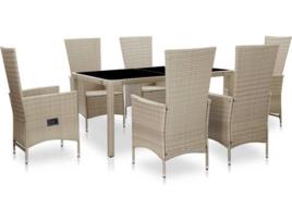 Conjunto de Refeição Jardim  46040 (Bege - Rattan Vime - 150x90x75 cm - 7 Peças)