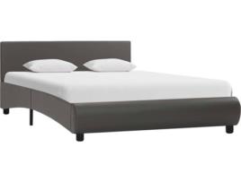 Cama LED  (Cinzeto - Couro Artificial - 217x124x65 cm)