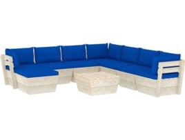 Conjunto de Jardim  Lounge 3063670 (Azul - Madeira - 60x60x65 cm - 9 Peças)