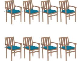 Conjunto 8 Cadeiras de Jardim  Empilháveis c/Almofada 3073452 (58x50x89 cm - Madeira)