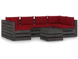 Conjunto Lounge  Com Almofadão 3068345 (Castanho - Madeira - 69 x 70 x 66 cm)