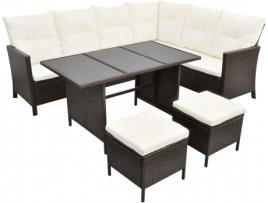 Conjunto de Jardim VIDAXL Lounge (Castanho - Rattan Vime - 220x172x82 cm - 4 Peças)