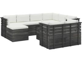 Conjunto de Jardim  Lounge (Bege - Madeira - 60x65x71.5 cm - 10 Peças)