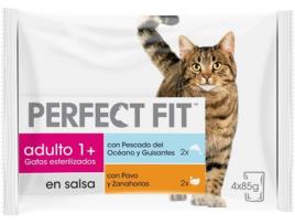 Ração para Gatos  (4x85 g - Húmida - Adulto - Sabor: Peixe e Peru - Esterilizados)