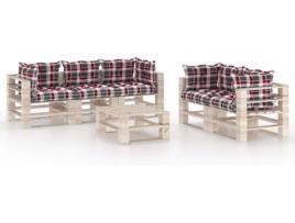 Conjunto Lounge  Com Almofadão 3066366 (Castanho - Madeira - 70 x 67.5 x 62 cm)