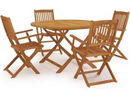 Conjunto de Refeição Jardim  3058263 (Castanho - Madeira de Acácia - 120x75 cm - 5 Peças)