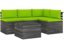 Conjunto de Jardim  Lounge 3061838 (Verde - Madeira - 60x60x41.5 cm - 5 Peças)