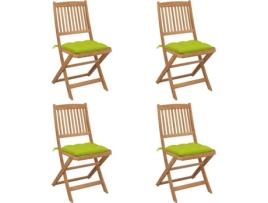 Conjunto 4 Cadeiras de Jardim  Dobráveis c/Almofadas 3064697 (48,5x57x91 cm - Madeira de Acácia)