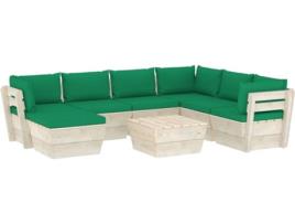 Conjunto de Jardim  Lounge 3063641 (Verde - Madeira - 60x60x65 cm - 8 Peças)