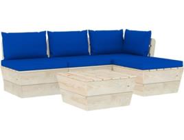 Conjunto de Jardim  Lounge 3063466 (Azul - Madeira - 60x60x65 cm - 5 Peças)