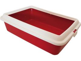 Caixa de Areia para Gatos  Hydra Vermelho e Branco (43x31x12 cm)