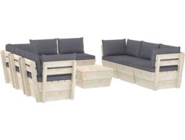 Conjunto de Jardim  Lounge 3063648 (Preto Antracite - Madeira - 60x60x65 cm - 9 Peças)