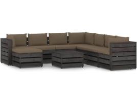 Conjunto Lounge  Com Almofadão 3068404 (Castanho - Madeira - 69 x 70 x 66 cm)
