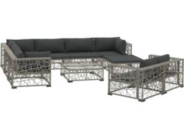 Conjunto de Jardim  Lounge 46810 (Cinzento - Rattan Vime - 74x74x26 cm - 10 Peças)