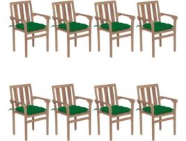 Conjunto 8 Cadeiras de Jardim  Empilháveis c/Almofada 3073453 (58x50x89 cm - Madeira)