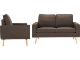 Conjunto de Sofás  3056616 Tecido Castanho (Lugares:2)