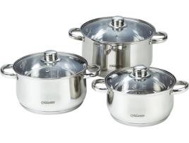 Trem Cozinha Indução Aço Inoxidável 6 Peças  Tampas Vidro Temperado MAESTRO