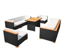 Conjunto de Jardim  Lounge (Preto - Rattan Vime - 108x70x66 cm - 10 Peças)