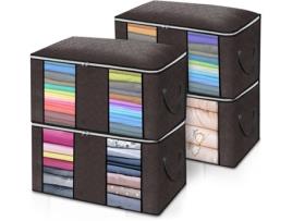 4 Caixas de Arrumação  CB1 (Castanho - Tecido - 44.5 x 36.3 x 10.6 cm)