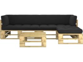 Conjunto Lounge  Com Almofadão 3066764 (Verde - Madeira - 110 x 66 x 55 cm)