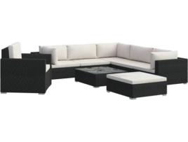 Conjunto de Jardim  Lounge 46766 (Preto - Rattan Vime - 74x74x26 cm - 8 Peças)
