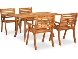 Conjunto de Refeição Jardim  3057919 (Castanho - Madeira de Acácia - 150x90x75 cm - 5 Peças)
