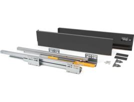 Kit de Gaveta para Cozinha Concept, , Altura 105 Mm, Prof. 350 Mm, Fecho Suave, Aço, Cinzento