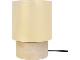 Candeeiro de Mesa  Uzibuze (Creme Natural, Cilíndrico - E27 - Máx. 40W - Madeira)