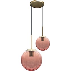 Candeeiro de teto suspenso BOLA DE VIDRO E27 2 LUZES ROSA