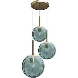 Candeeiro de teto suspenso BOLA DE VIDRO E27 3 LUZES VERDE