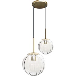 Candeeiro de teto suspenso BOLA DE VIDRO E27 2 LUZES TRANSPARENTE