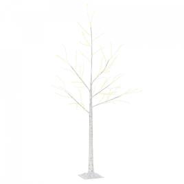 Outsunny Árvore de Bétula 150cm de Altura com 210 Luzes LED em Branco Quente Ramos Flexíveis e Base para Decoração de Festas Aniversários Casamentos 20x20x150cm Branco