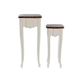 Conjunto de 2 mesas  Branco Castanho (2 pcs) (35 x 35 x 80 cm)