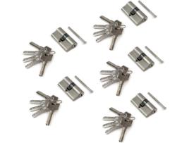 Cilindro Da Fechadura Tipo Pêra para Porta, , 30+30 Mm, Came Longo, 5 Chaves, Alumínio, Níquel , 5 Sets.