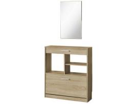 Sapateira TOPKIT Tiber com espelho (Castanho - Aglomerado de Alta Densidade e Melamina - 93 x 80 x 25 cm)