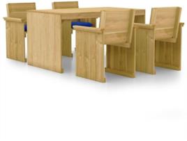 Conjunto de Jantar Exterior  com Almofadas (Verde - Madeira - 150x87x80 cm)