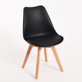 Cadeira de Jantar  Nordica Synk One (Preto - Couro Sintético, Madeira - 82 x 48 x 56 cm)
