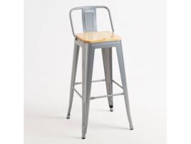 Banco  Torix (Cinzento Metalizado - Madeira natural, Aço - 95 x 43 x 41 cm)