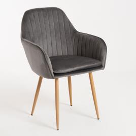 Cadeira de Jantar  Chic (Cinzento Escuro - Veludo, Aço Reforçado - 87 x 41 x 41 cm)