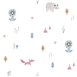 Papel de parede  ANIMAIS NA SELVA ROSA