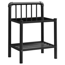 Mesa de Cabeceira 43x34,5x62,5 cm Metal e Vidro Preto