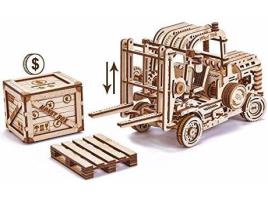 Puzzle WOOD TRICK Forklift Truck 3D Wooden Puzzle for Adults and Kids to Build with Pallet and Small Money Box (Idade Mínima: 4)