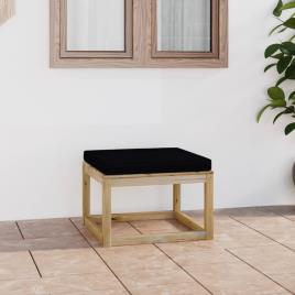 Repousa-Pés  com Almofadas (Preto - Madeira - 60x60x36,5 cm)