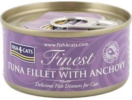 Ração para Gatos FISH4CAT (70 g - Húmida - Sabor: Atum e Anchovas)
