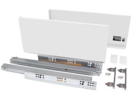 Kit de Gaveta Vertex para Cozinha e Banho, , Altura 178 Mm, Prof. 500 Mm, 40 Kg, Fecho Suave, Aço, Branco