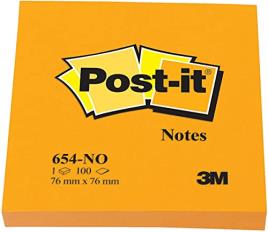 Bloco De Notas Aderentes Post-it 76x76 Laranja Neon