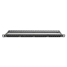 Patch Panel  CAT.6 UTP 24 Puertos 0.5U Rack 19 Negro