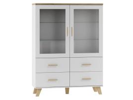 Display Cabinet Lotta 2d4d White + Sonoma Oak