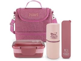 Conjunto de Bolsa Térmica e Marmita  SET002-RS Rosa